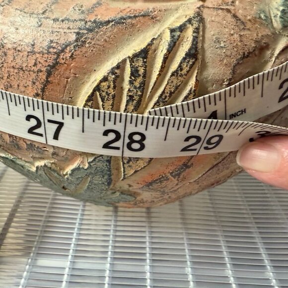 Handcrafted Thai Ceramic Vase With Leaf Relief Design - 7" Tall X 8" Wide - Mult - Picture 9 of 10